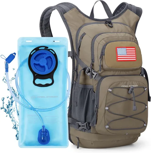 Miniatura 9 de Maelstrom Mochila de senderismo de hidratación con bolsa de agua de 2L/3 L, válvula de mordida de alto flujo, mochila de agua para hombres