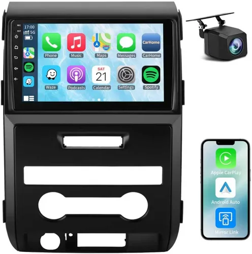 Plug and Play 4G+64G Android 15 Estéreo de coche para Ford F150 2009-2014, Carplay inalámbrico Android Auto 9 pulgadas QLED 1280 * 800 pantalla