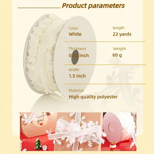 Miniatura 3 de Cinta de hojas blancas de 22 yardas, cuerda de cinta de hojas blancas, guirnalda de cinta con alambre de hojas pequeñas para manualidades, fiestas
