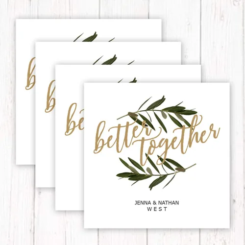 Miniatura 7 de Better Together - Servilletas de bebidas personalizadas, 100 servilletas blancas sin acuñar impresas personalizadas, 4 3/4 x 4 3/4 pulgadas