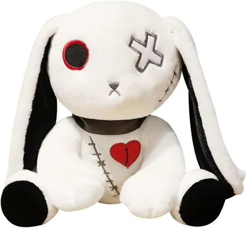 Miniatura 6 de Muñeca de conejo de peluche, juguete de peluche loco, animal de peluche de conejo aterrador de Halloween con orejas largas de pie, adecuado