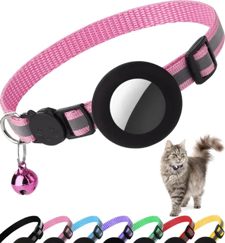 Miniatura 12 de Collar de Gato Airtag Separable, Collar Reflectante para Gatito con Soporte para Apple Air Tag y Campana para Gatos Niña y Niño, 0.4 Pulgadas