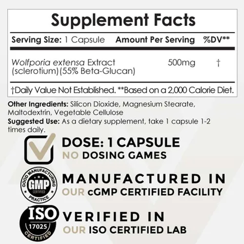 Miniatura 2 de Nootropics Depot Cápsulas de hongos Poria 500mg 60 unidades Wolfiporia extensa