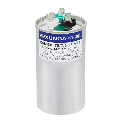 Miniatura 60 de VEXUNGA - 25/5 uF 25+5 MFD 370V o 440V Condensadores redondos de arranque dual 25 5 uF 370 440 Volt VAC CBB65 Condensadores para acondicionador