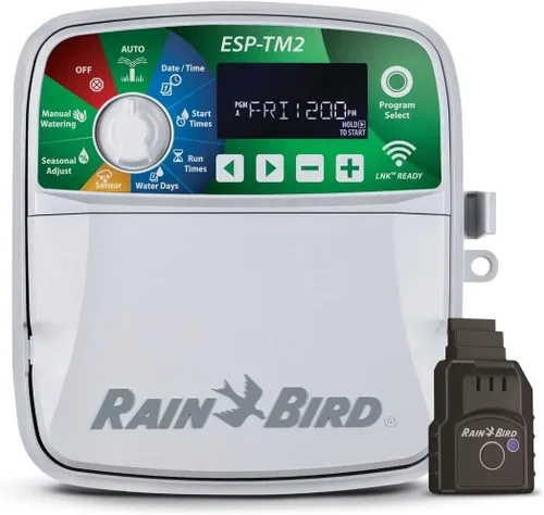 Rain-Bird ESP-TM2 - Controlador de zona WiFi de riego para interiores y exteriores, caja de temporizador y Link Lnk WiFi móvil inalámbrico para