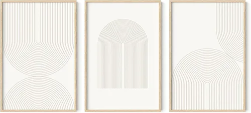 Miniatura 56 de HAUS AND HUES Arte de pared bohemia moderna de mediados de siglo - Arte boho, neutro, decoración de pared con sol (Marco negro, 12x16)