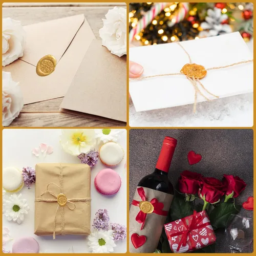 Miniatura 4 de NACHLYNN 600 cuentas de sello de cera dorada con 1 cuchara de fusión y 4 velas de té para tarjetas de felicitación de letras, manualidades de Dorado