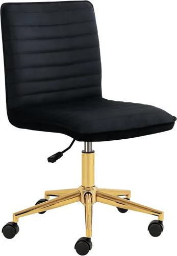Miniatura 9 de Furnimart Silla de Escritorio Giratoria Negra sin Brazos con Ruedas, Pequeña Silla de Oficina en Casa Tapizada en Terciopelo, Silla Ajustable