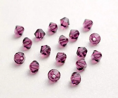 Miniatura 2 de 50 cuentas sueltas de cristal bicono facetado Preciosa de 0.236 pulgadas (0.236 in), amatista morada, compatibles con Swarovski 5301/5328