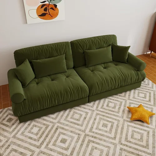 Miniatura 51 de Sofá modular de gran tamaño de 94 pulgadas, sofás seccionales grandes de color beige y blanco para sala de estar, juego de sofá de terciopelo, sofás