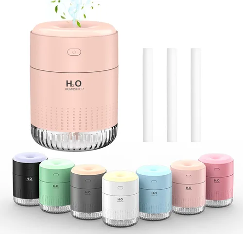 Mini humidificador colorido, humidificador recargable por USB, humidificador pequeño, 4 modos súper silenciosos, humidificadores para dormitorio,