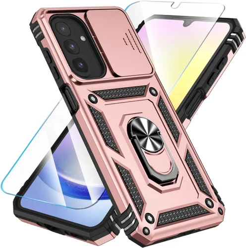 Miniatura 19 de SunStory Funda compatible con Samsung Galaxy A17 5G con protector de pantalla HD, cubierta de cámara deslizante y soporte de anillo giratorio, a