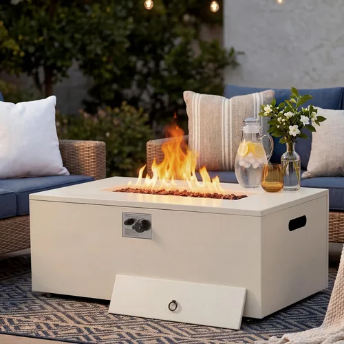 Miniatura 45 de ECOTOUGE Mesa de cubierta de tanque de propano, 15.5 pulgadas para mesa de fuego, mesa oculta cilíndrica para exteriores para fogata de gas