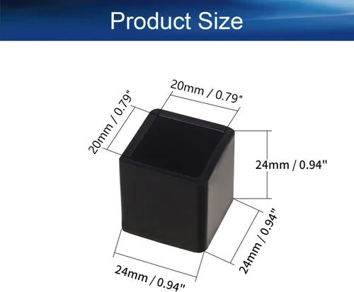 Miniatura 2 de 12 piezas de 0.79 x 0.79 pulgadas de plástico para pies cuadrados, protector de suelo deslizante para muebles, reduce el ruido, evita arañazos