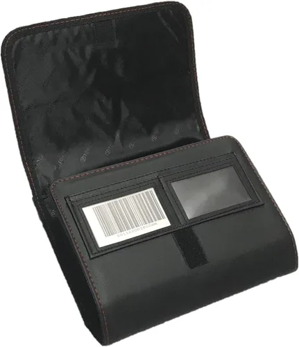 Miniatura 2 de Toyota Cartera de cuero genuino con protección RFID unisex para adultos para propietarios de automóvil, negro, minimalista, en relieve, cierre