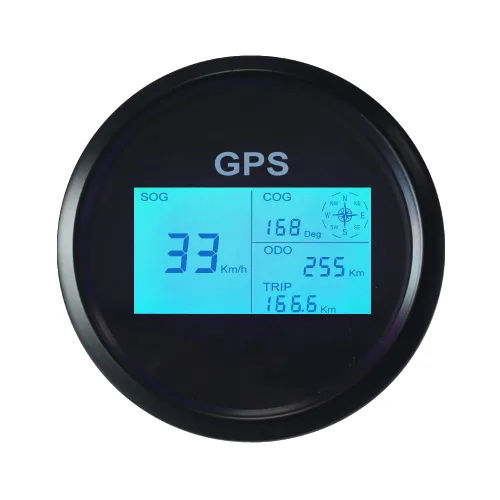 Miniatura 2 de ELING Velocímetro y odómetro digital universal con GPS, 7 luces de fondo, 3 3/8 pulgadas (85 mm) para auto o vehículo marino Negro+Negro