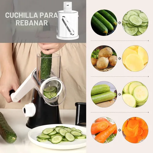 Miniatura 3 de Cambom Kitchen - Rallador de queso giratorio para queso, manual de cocina con mango, cortador de verduras, nueces, 3 cuchillas de tambor Rosa