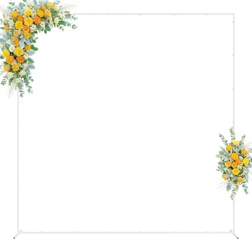 Miniatura 13 de Wokceer Soporte de Arco de Telón de Fondo para Boda Cuadrado 6.6 pies x 6.6 pies Soporte de Arco de Globos de Metal Dorado Pérgola de Jardín Marco