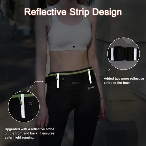 Miniatura 6 de BOYATU Cangurera para cinturón para correr: cintura delgada para mujeres y hombres, bolsa de entrenamiento ajustable para teléfono, bolsa de cintura