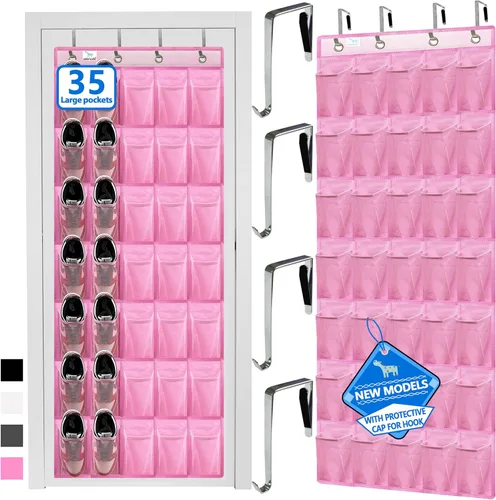 Miniatura 7 de Organizador de zapatos sobre la puerta, 2025 mejorado, organizador de zapatos, 35 bolsillos enormes, organizador de zapatos sobre la puerta