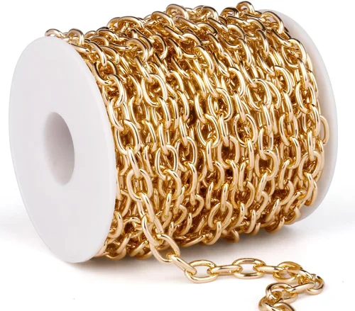 Miniatura 8 de Cadikez - 33 pies de cadenas de cable rolo de plata, 5 mm de aluminio chapado en plata, cadena de eslabones ovalados en O, en rollo a granel