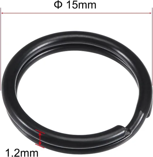 Miniatura 3 de uxcell Llaveros divididos de 0.591 in, conector de salto abierto para bolsa de mano con cremallera, hierro de pintura electroforética, paquete de 30