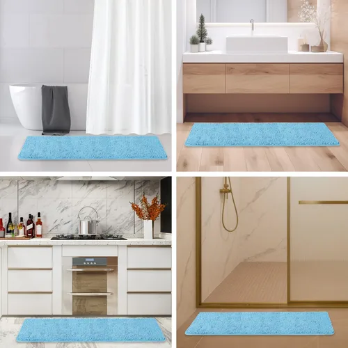 Miniatura 291 de Alfombra de baño pequeña de 12 x 18 pulgadas, lavable y absorbente, antideslizante, alfombra de baño de felpilla gruesa y suave para baño, ducha