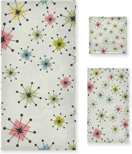 Miniatura 7 de Juego de 3 toallas de baño en blanco y negro, diseño de lunares, 1 toalla de baño, 1 toalla de mano, 1 toalla, toallas de ducha suaves para baño