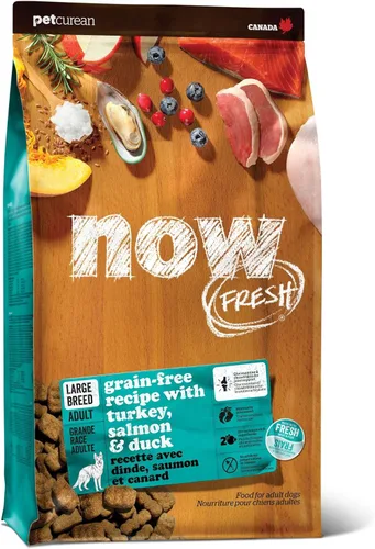 Now Fresh Alimento seco para perros adultos de raza grande, receta de pavo, salmón y pato, sin granos, sin pollo, 12 libras
