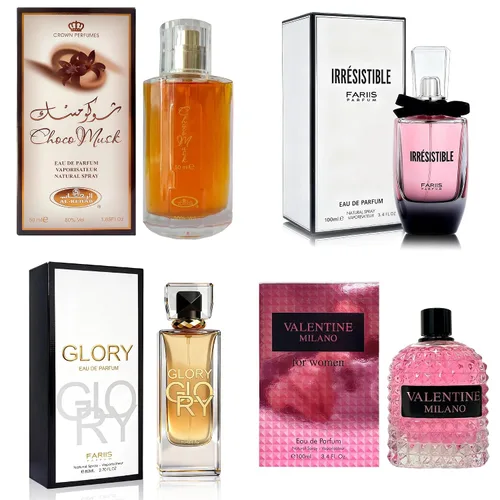 Miniatura 31 de AFLUXE Set de perfume para mujer, 4 piezas, colección Eau De Parfum de larga duración, almizcle Choco/Milano Mujer/6pm Rosa/7AM Fresh