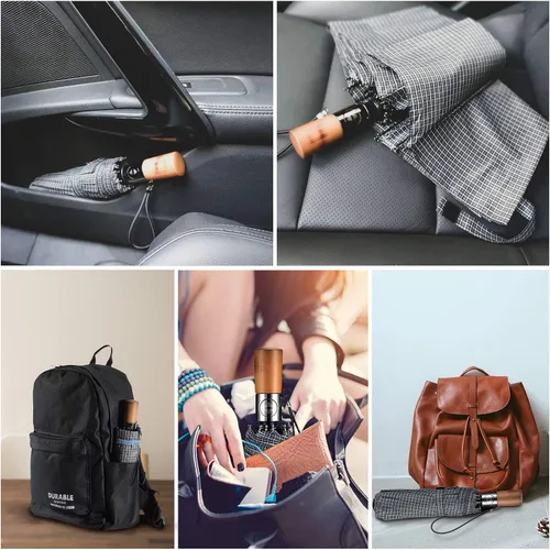 Miniatura 6 de HOMILOOP Sombrilla de viaje de negocios 10 costillas sombrilla plegable compacta con material resistente al viento apertura automática compatible