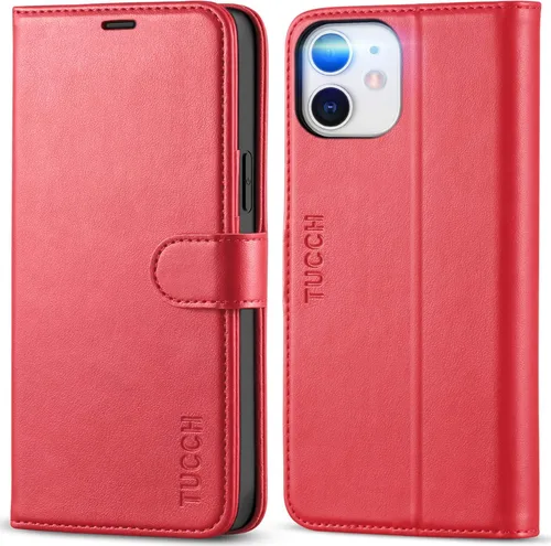 TUCCH Funda tipo cartera para iPhone 12 Pro/12 5G, ranuras para tarjetas con bloqueo RFID, soporte [Funda interior a prueba de golpes de TPU], funda