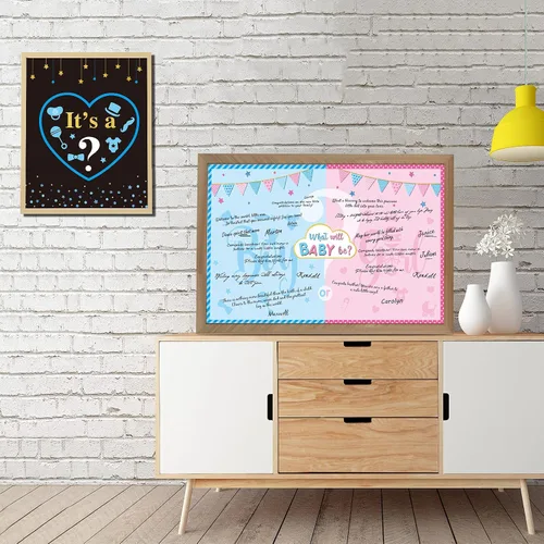 Miniatura 4 de Nezyo Juegos de revelación de género para invitados Revelar género Decoraciones para niños o niñas Invitados Escribir bendición para bebé y firmar