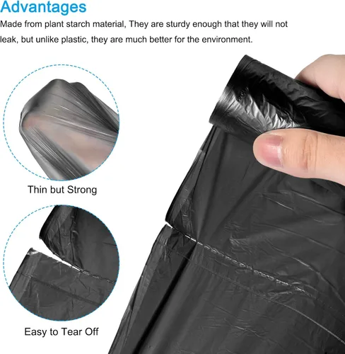 Miniatura 4 de MECCANIXITY Bolsas de basura pequeñas de 2 a 4 galones para cocina, oficina, baño, dormitorio, color negro, 20 unidades por rollo