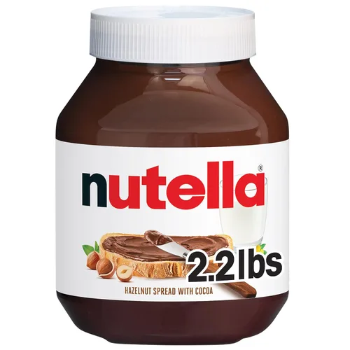 Nutella - Crema de chocolate y avellanas para untar, cobertura perfecta para panqueques, tarro de 35.2 onzas