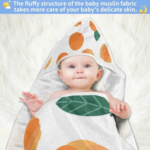 Miniatura 5 de YETTASBIN Toalla de baño naranja para bebé, ultra suave, absorbente, de algodón, con capucha, para recién nacido, niño, niño, regalo de registro