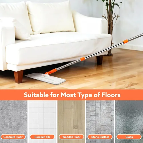 Miniatura 5 de wlich Microfiber Mop for Cleaning Floors,55 Inch Extendable Flat Mop with 2 Reusable Washable Pads, Wet Dry and Dust Mops for Bathroom Kitchen