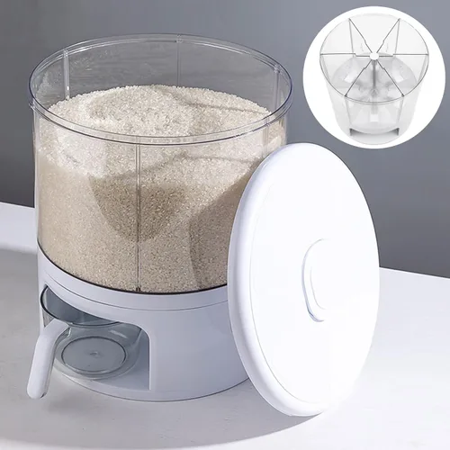 Miniatura 4 de Dispensador de cereales, Dispensador de grano giratorio de 360 ° de 6 rejillas, Dispensador de arroz transparente de tamaño de compartimento 24