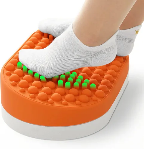 Miniatura 7 de Reposapiés para debajo del escritorio en el trabajo, taburete de pies para oficina en casa, masajeador de pies otomano para aliviar la fascitis Azul