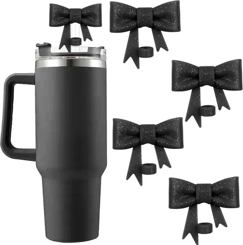 Miniatura 55 de 6 piezas de cubiertas de pajita de silicona para vasos Stanley de 40/30 oz 10 mm (0.4 pulg) cubiertas de pajita a prueba de polvo con diseño