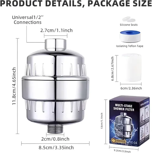 Miniatura 4 de Filtro de ducha para agua dura, suavizante de agua de alto rendimiento, elimina el cloro y el fluoruro. Agua blanda filtrada con vitamina A С E. El