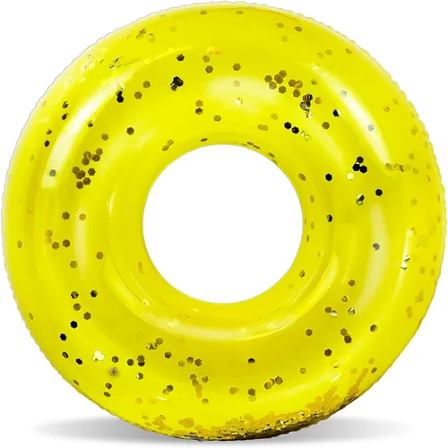 Miniatura 36 de POZA Flotador de Tubo Inflable para Piscina – Anillo de natación de confeti brillante, Tubo Inflable de Servicio Pesado Resistente a los Rayos UV Oro