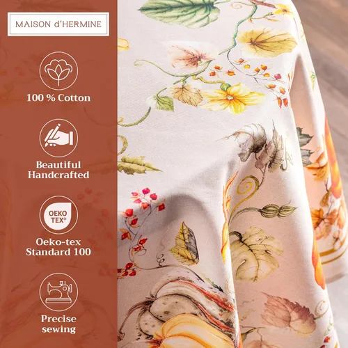 Miniatura 2 de Maison d' Hermine Mantel 100% algodón para mesas redondas de cocina, comedor, fiestas, bodas, Acción de Gracias/Navidad (63 pulgadas de diámetro)