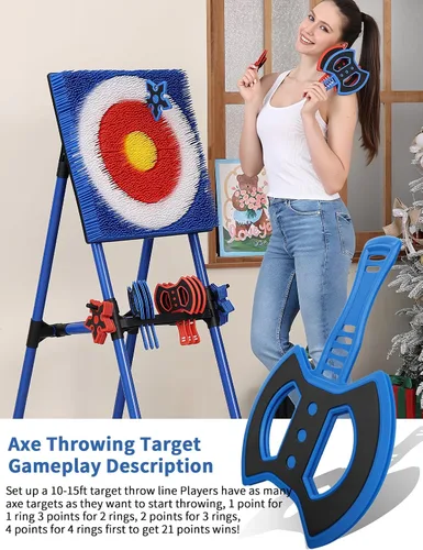 Miniatura 9 de Axe Throwing Game for Backyard with 8 Axes & 8 Star Darts,Axe Throwing Game Set for Indoor & Outdoor,Yard,Camping,Backyard