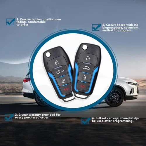 Miniatura 5 de Llavero de reemplazo 2 paquete, llave sin llave para auto, compatible con Ford Mustang Explorer Edge Fusion F150 F250 F350 Mazda Mercury Lincoln
