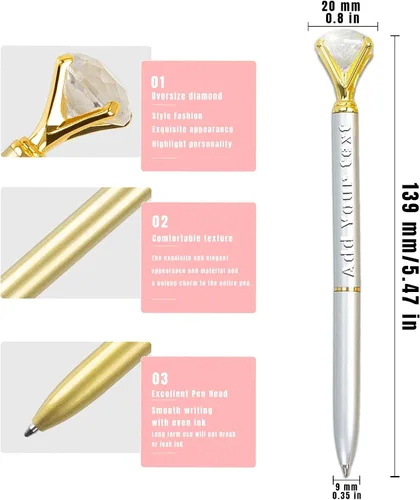 Miniatura 2 de 1 a 500 bolígrafos de diamante personalizados con cristal, bolígrafo de lujo a granel personalizado con texto de nombre grabado, regalo Dia