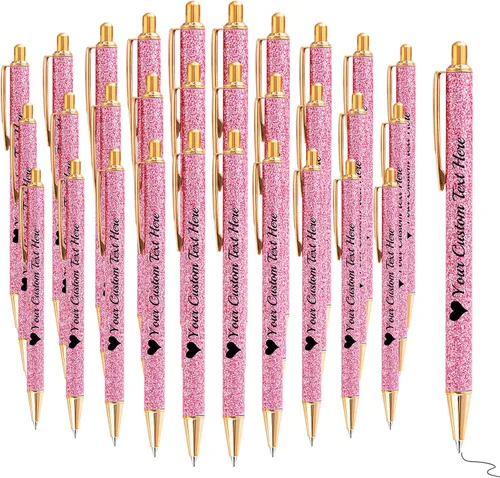 Miniatura 72 de Bolígrafos con purpurina personalizados con nombre, bolígrafos bonitos y bonitos personalizados, bolígrafos retráctiles de tinta negra, suministros