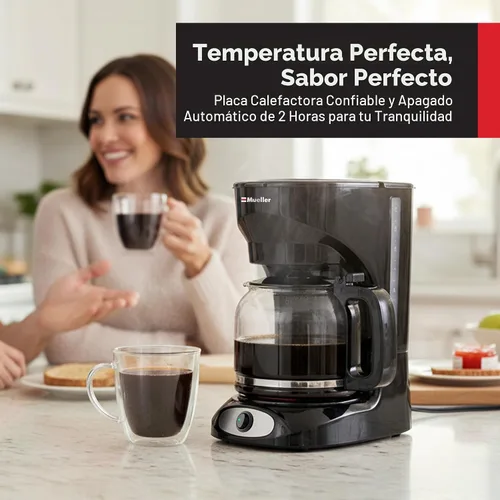 Miniatura 3 de Mueller - Cafetera de goteo de 12 tazas, jarra de borosilicato, apagado automático, filtro reutilizable, antigoteo, función de mantener el calor