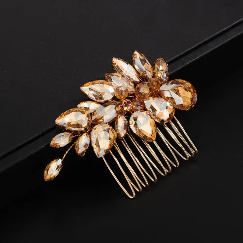 Miniatura 11 de Teyglen Peine de pelo de boda con diamantes de imitación en negro