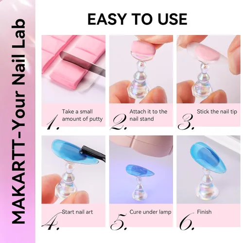 Miniatura 9 de Makartt Soporte de uñas para uñas a presión, práctica de pintura artística, soporte magnético para pintar uñas, soporte para diseños de uñas